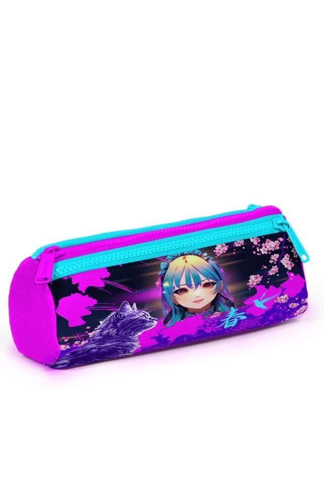 YAYGAN Coral High Kids Mor Pembe Anime Kedi Desenli 3’lü Okul Çanta Seti 23753-MİX3