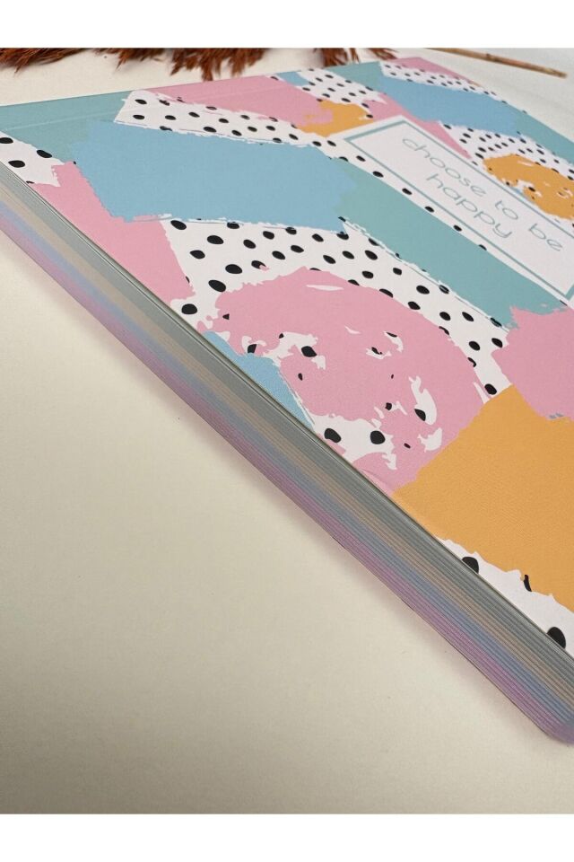 Atakids Lizy Karton Kapak Renkli Sayfalı Çizgili Defter – 128 Sayfa / 21x15 cm Siyah