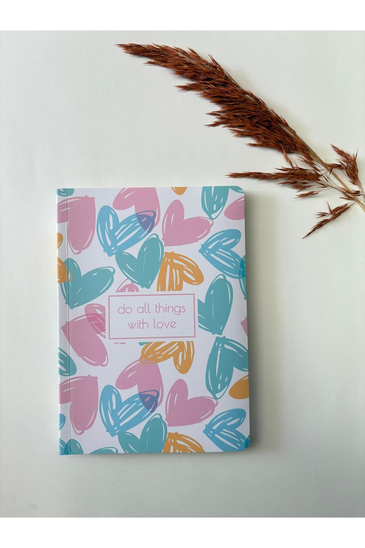 Atakids Lizy Karton Kapak Renkli Sayfalı Çizgili Defter – 128 Sayfa / 21x15 cm Bej