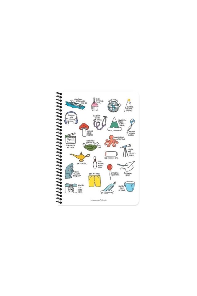 Keskin A4 Çizgili Spiralli Stickerli Defter Hallederiz 80yp