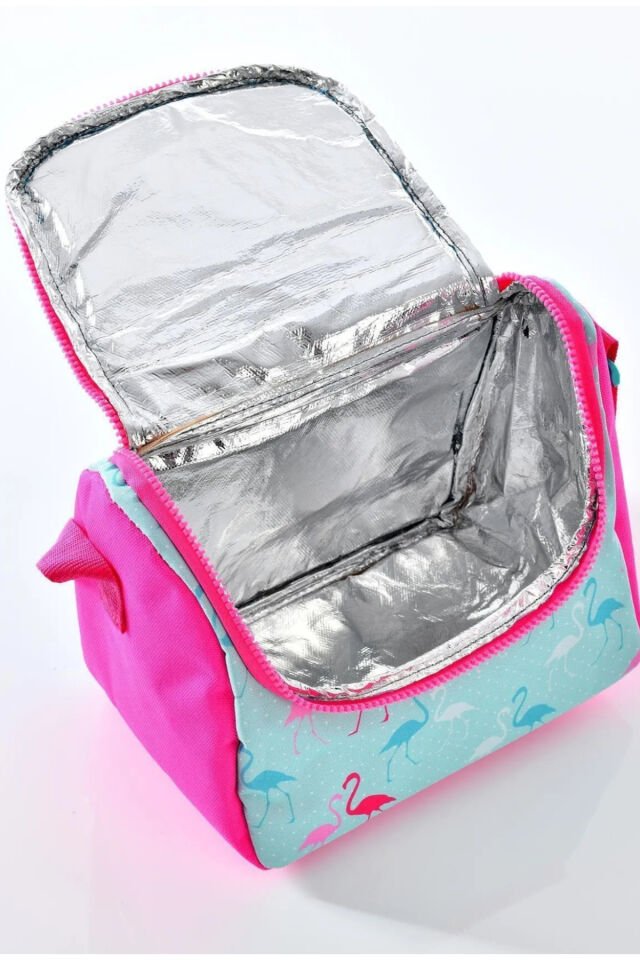 Coral High Kids Pembesu Yeşili Flamingo Desenli 3'Lü Çanta Seti