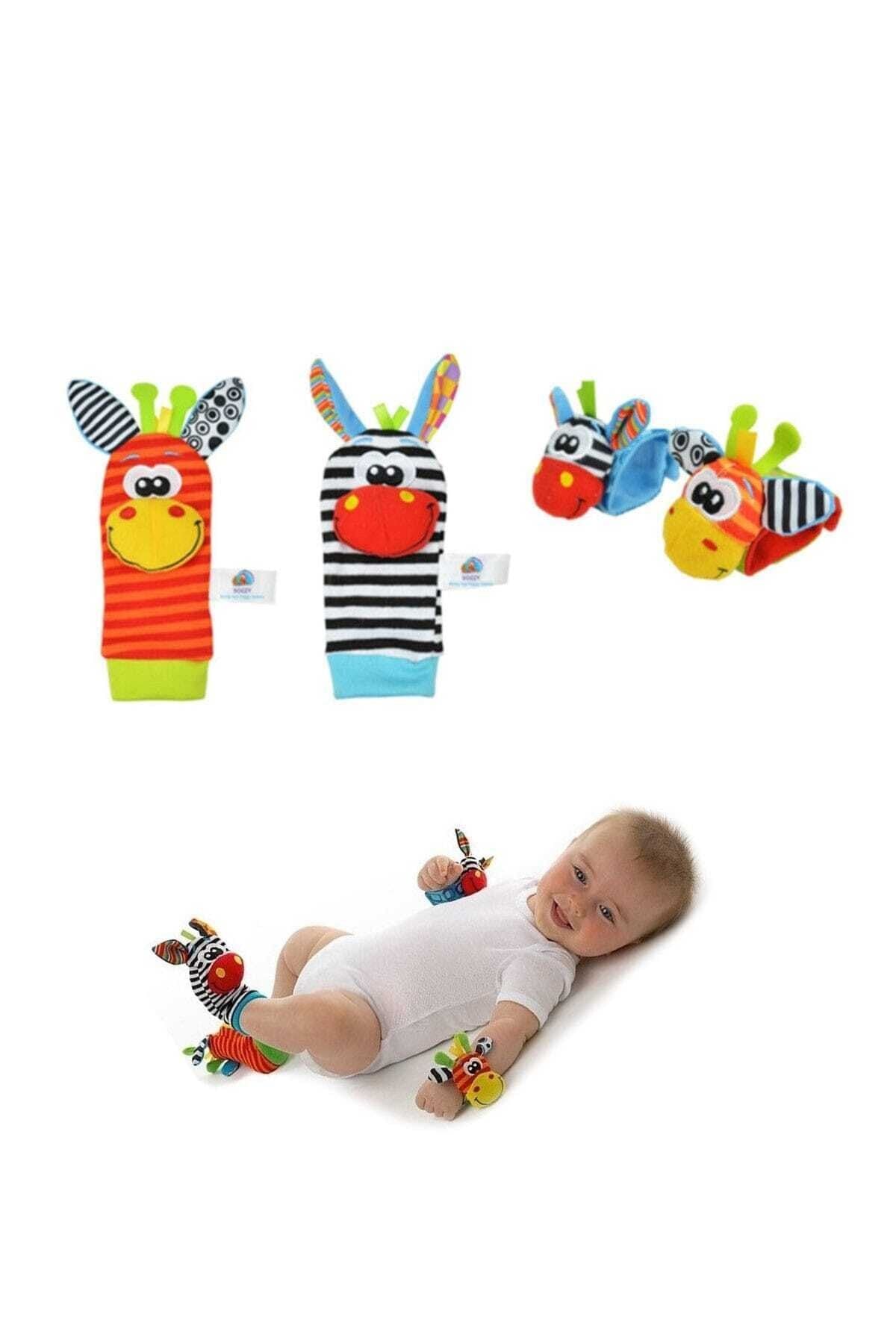 Çıngıraklı Bebek Bileklik ve Çorap Seti K2414 Kırmızı