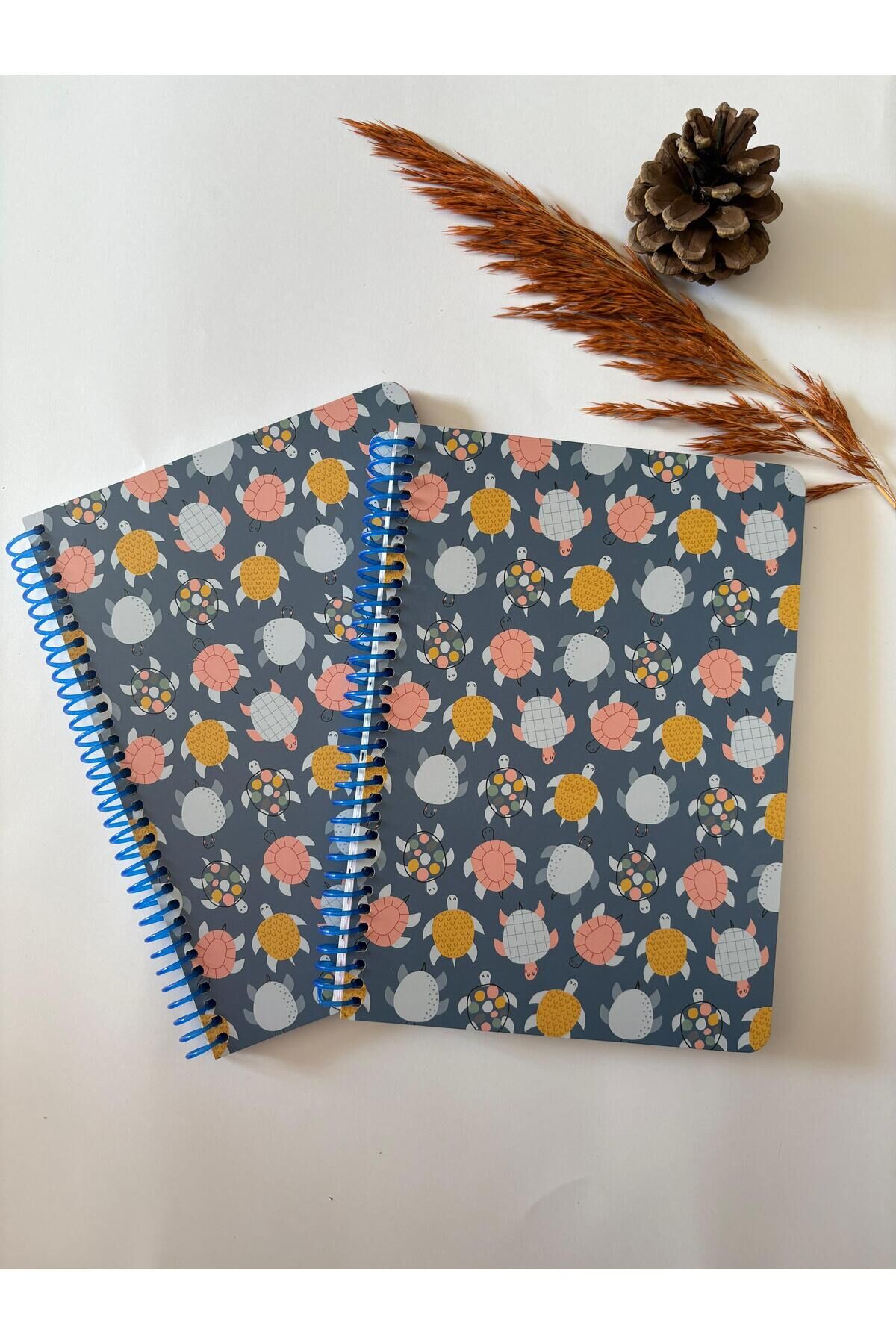 Atakids Lizy Çizgili Spiralli Okul Not Defteri | 21 x 16 cm | 100 Yaprak (2ADET) Mavi