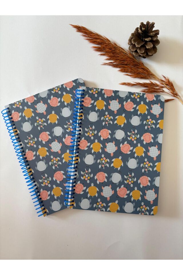 Atakids Lizy Çizgili Spiralli Okul Not Defteri | 21 x 16 cm | 100 Yaprak (2ADET) Mavi