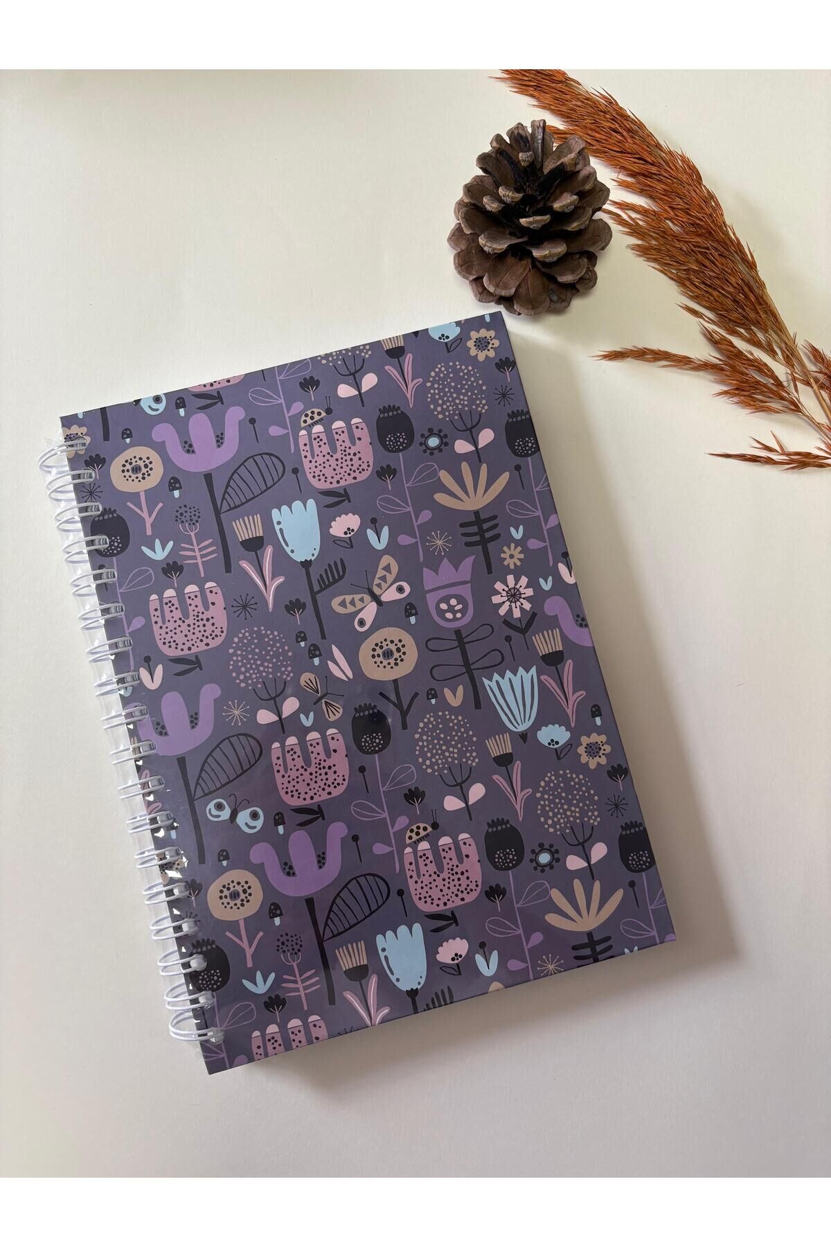 Atakids Lizy Spralli Sert Kapak Kareli Okul Not Defteri (17×24 cm, 120 yaprak) Mor