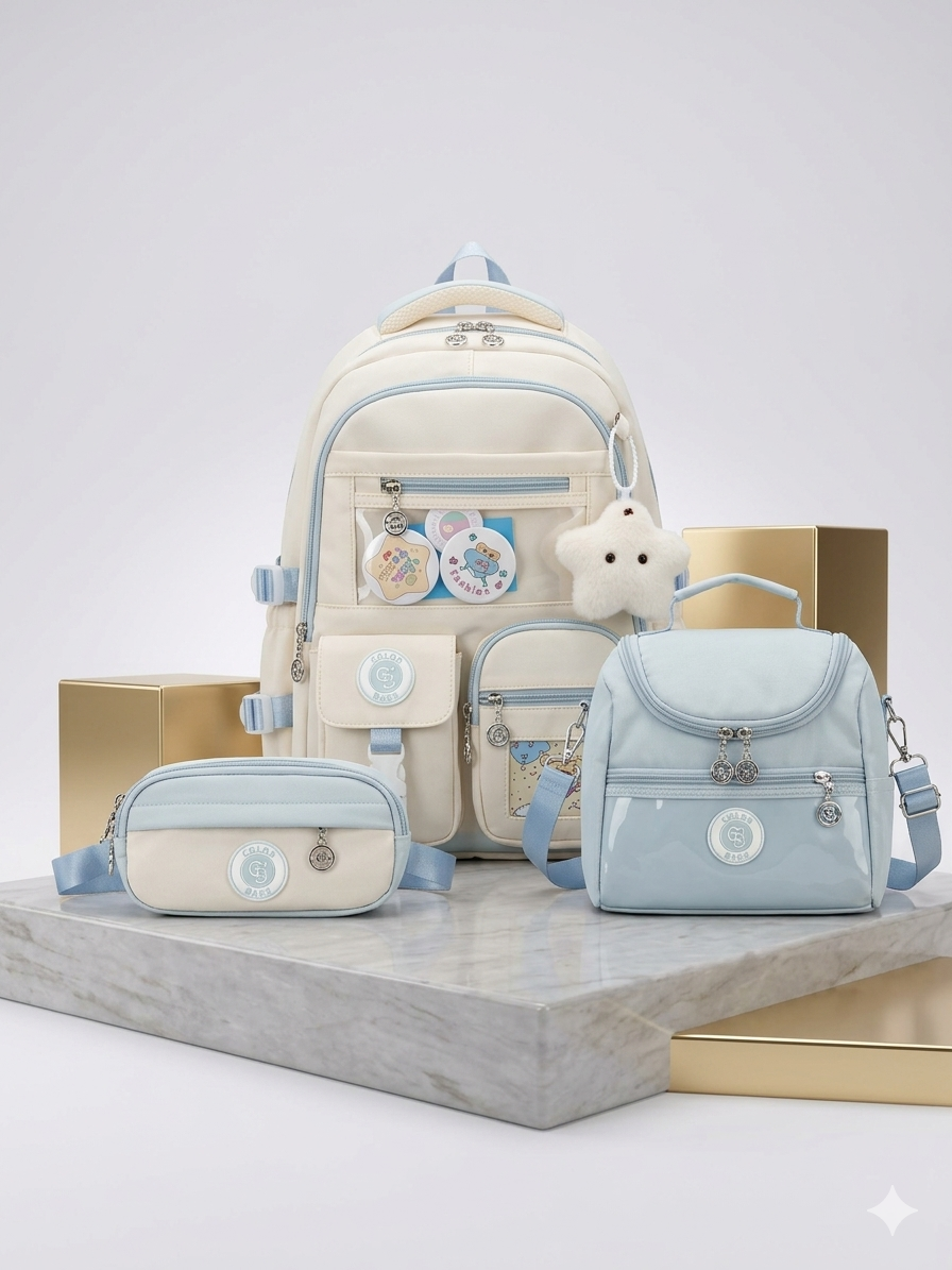 Adalinhome Premium Pastel Serisi 3'lü Okul Çantası Seti