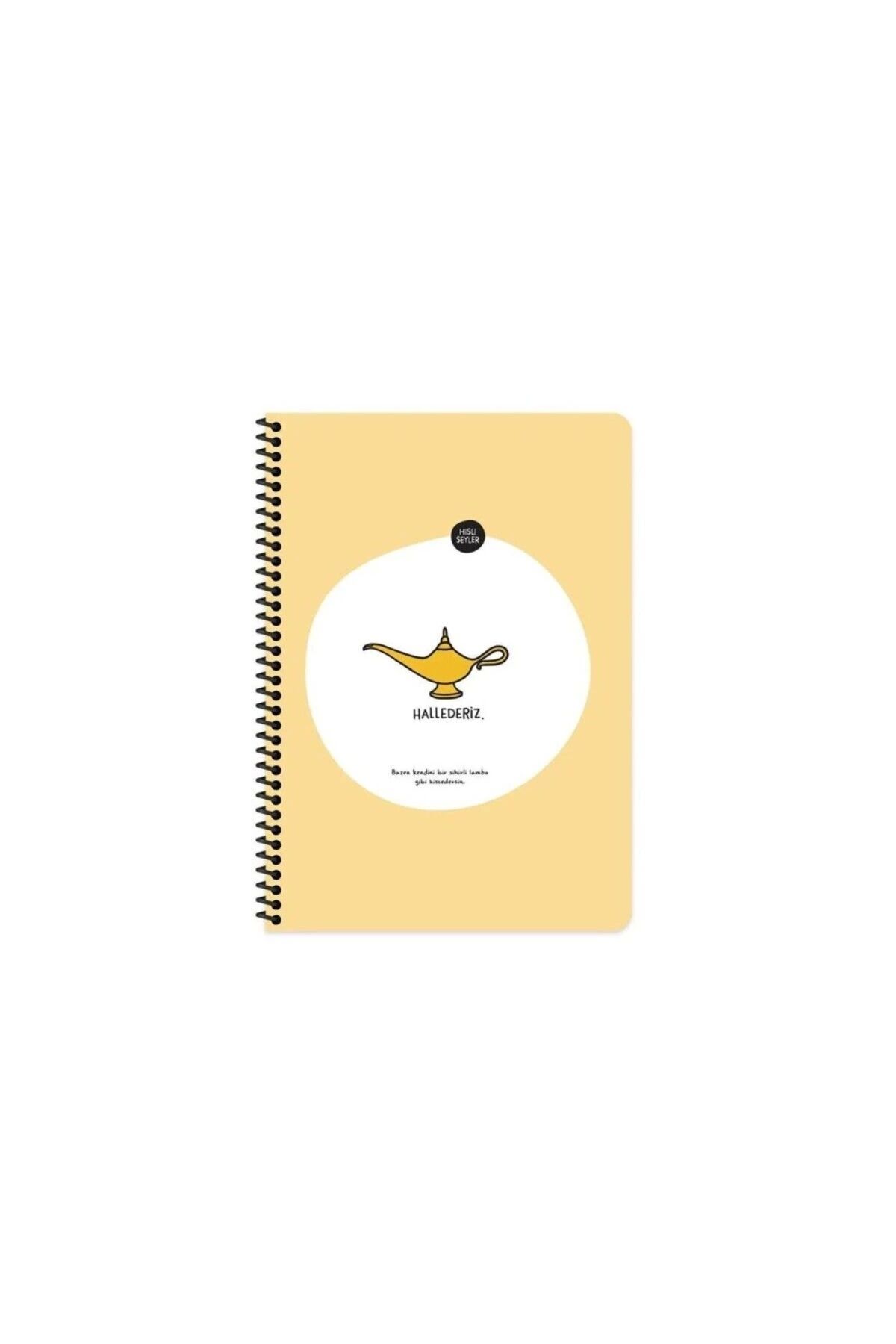 Keskin A4 Çizgili Spiralli Stickerli Defter Hallederiz 80yp Sarı