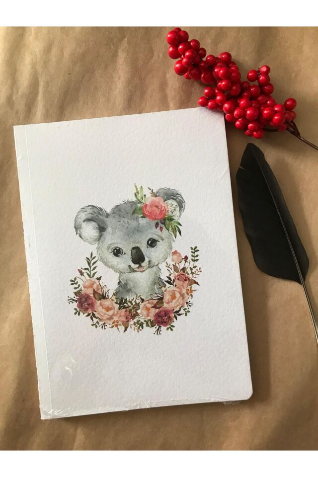 Atakids Lizy Hayvan Figürlü Çizgili Okul Not Defteri (21×15 cm, 80 Yaprak) Ekru