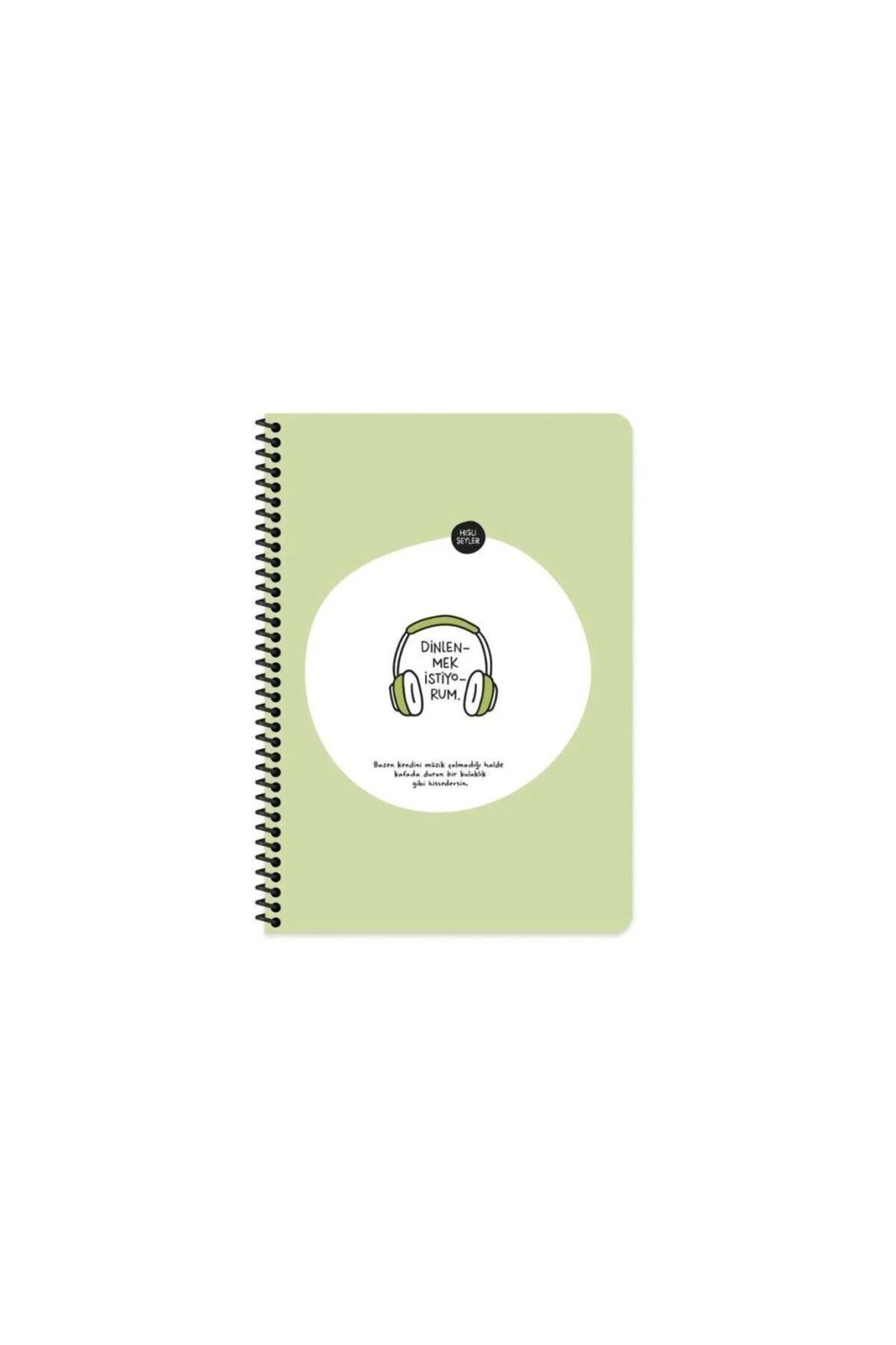 Keskin A4 Çizgili Spiralli Stickerli Defter Dinlenmek Istiyorum 80yp Yeşil