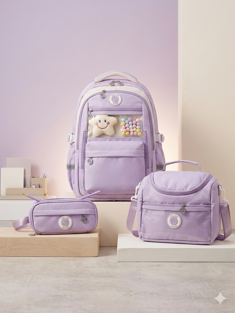 Adalinhome Pastel Rüyalar - Çocuklar İçin Ortopedik 3'lü Okul Çanta Seti
