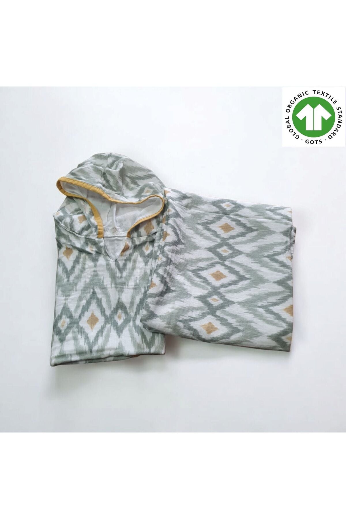 AtaKids Oeko-Tex Sertifikalı %100 Pamuklu Organik Bebek Müslin Panço ve Müslin Örtü Bej