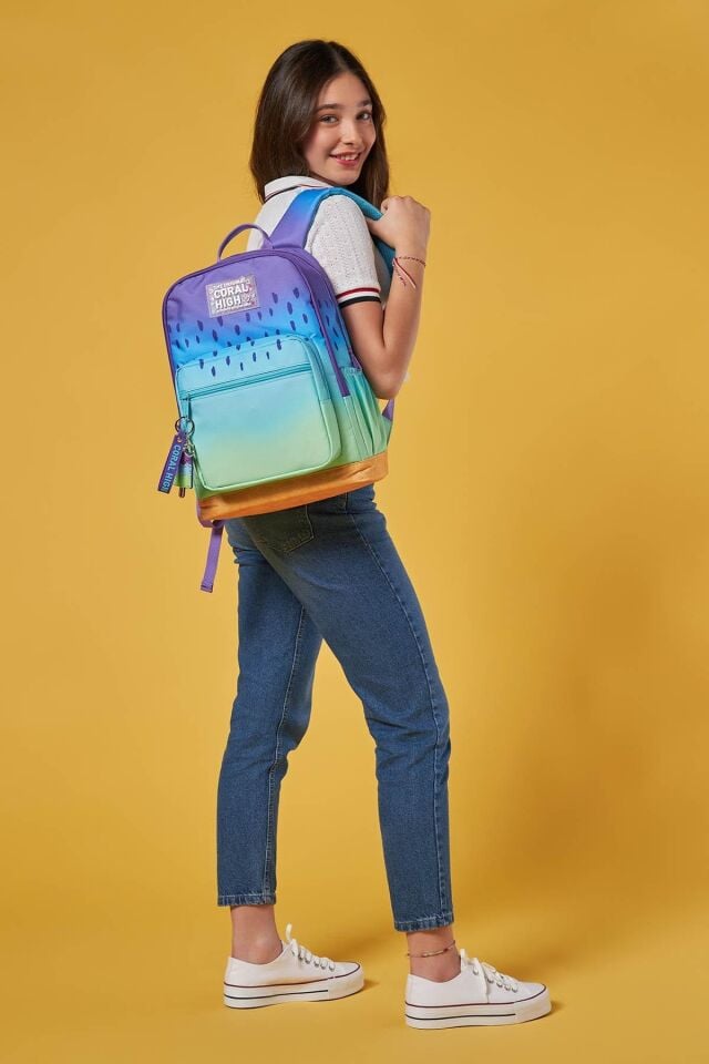 Mor Lila Damla Renk Geçişli 3’lü Okul Çanta Seti