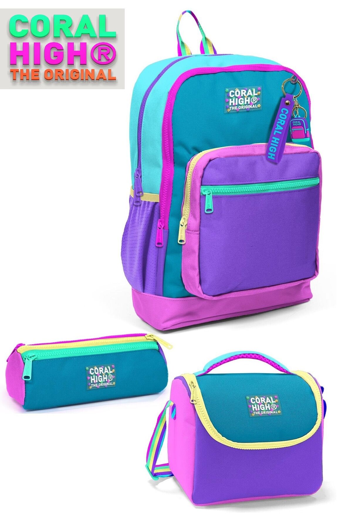 Okul Çanta Seti 3'lü pastell renkler