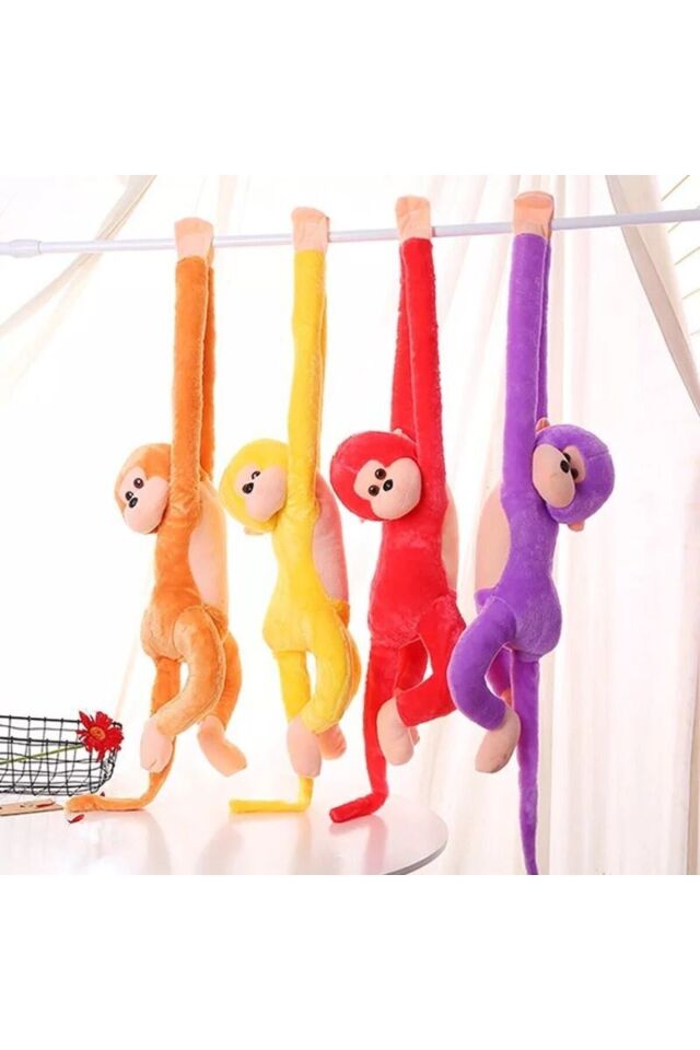 Elleri Yapışan Oyun Ve Uyku Arkadaşı Peluş Maymun Oyuncak Sarılan Maymun Sarı
