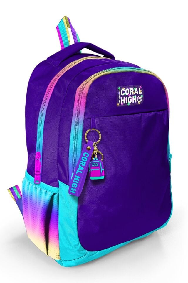 Coral High Kids Rainbow Fermuarlı Mor 5'li Okul Çanta Seti