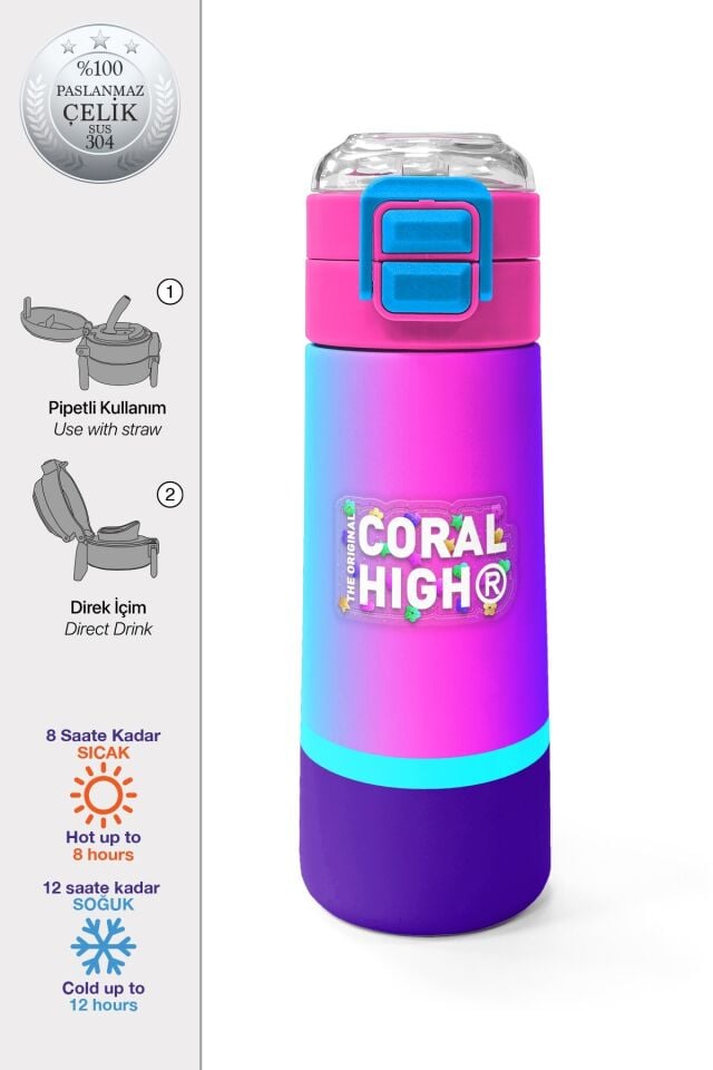 Coral High Kids Rainbow Fermuarlı Mor 5'li Okul Çanta Seti