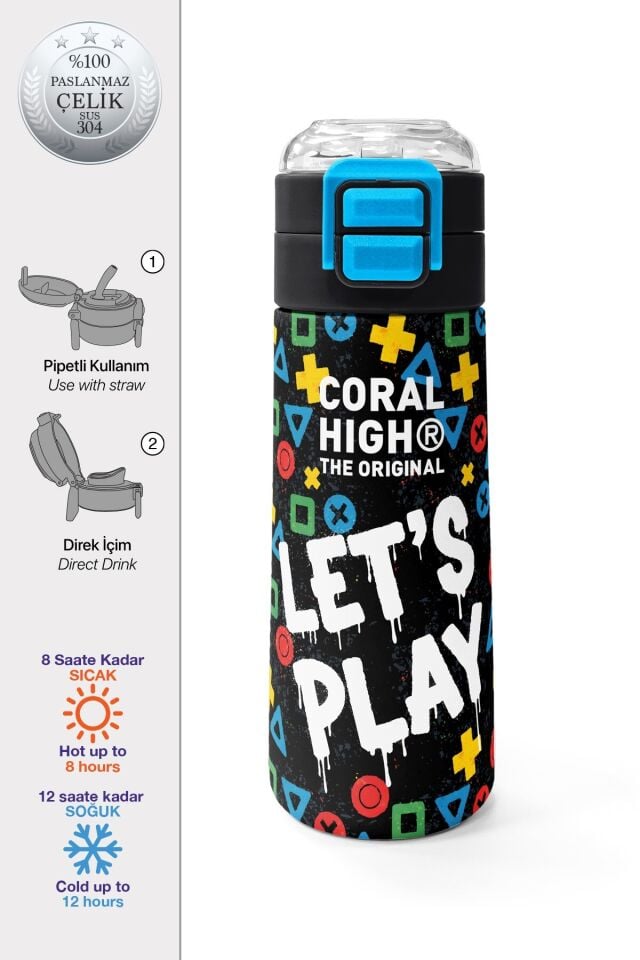 Coral High Kids Desenli 4’lü Okul Çanta Seti (Çanta +Beslenme çantası +kalem kutusu +Matara)