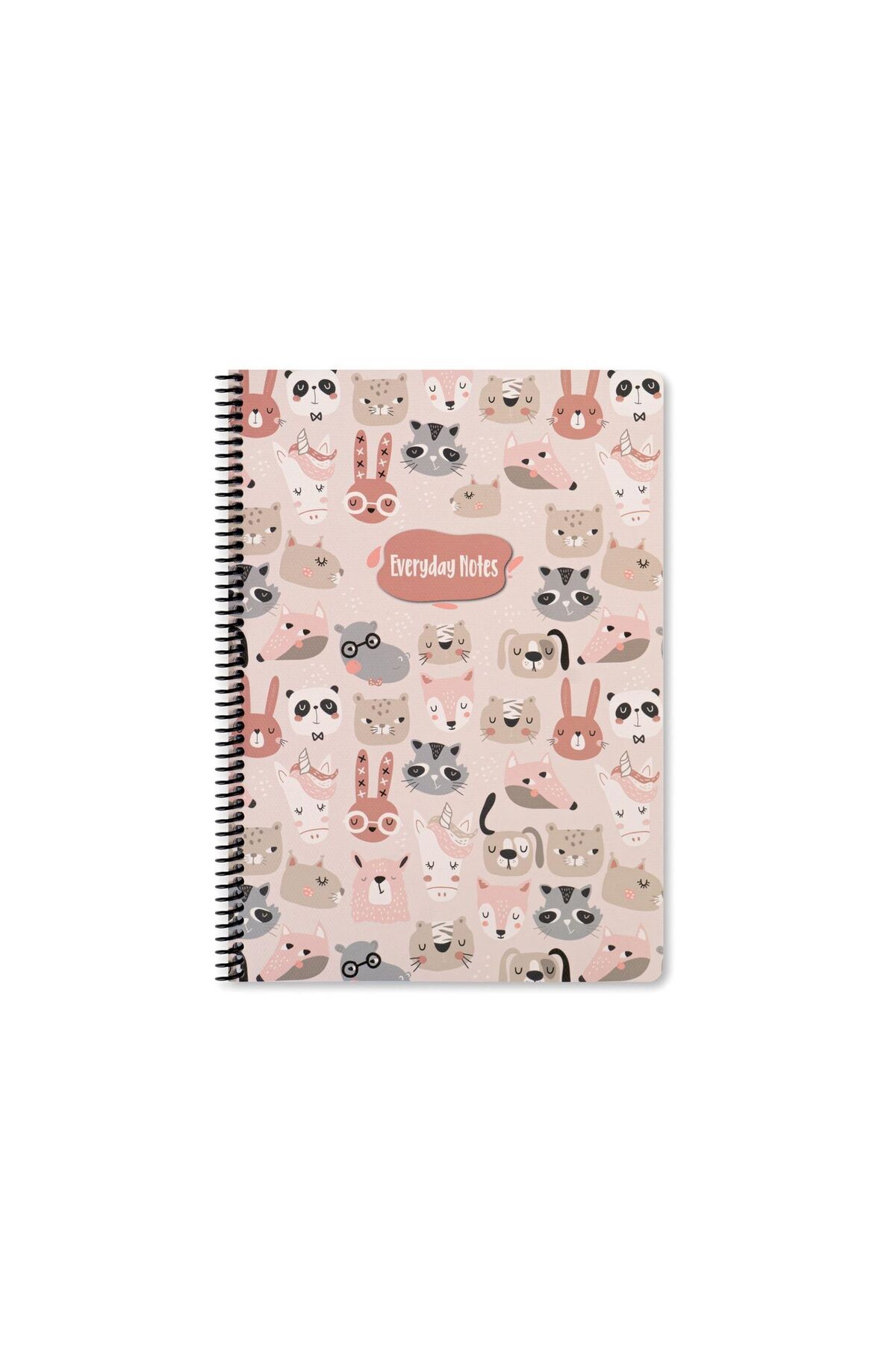 Keskin Color Animal Friends Spiralli Hayvanlar Karton Kapak 80 Yaprak 16,5*22,5 Kareli Defter Pembe