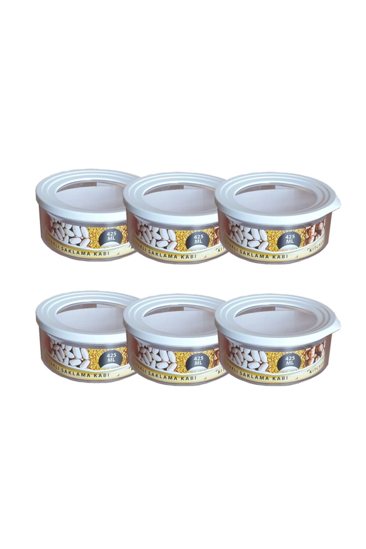 Yuvarlak Contalı Erzak Saklama Kabı 425 Ml 6 Lı Set