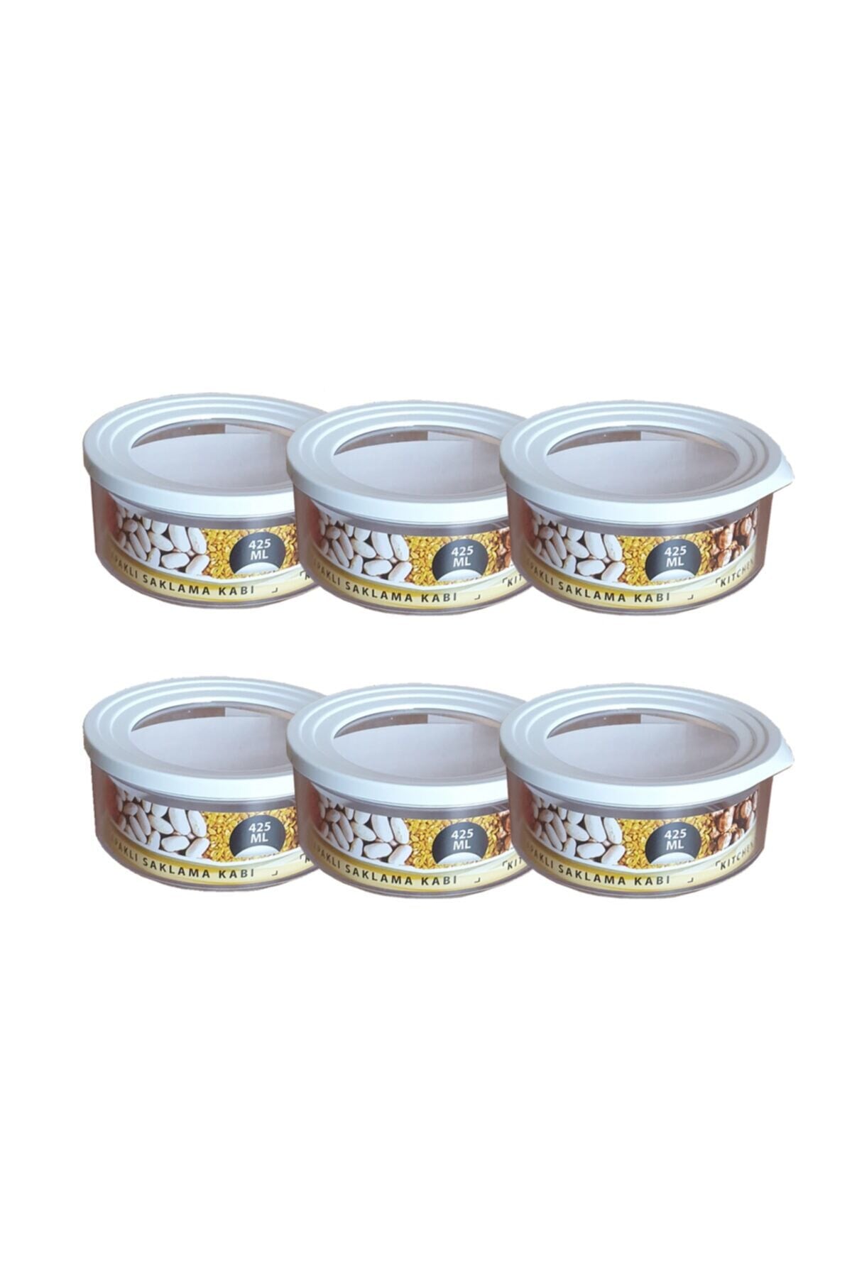 Yuvarlak Contalı Erzak Saklama Kabı 425 Ml 6 Lı Set Şeffaf