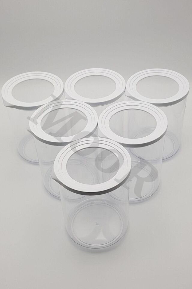 Yuvarlak Contalı Erzak Saklama Kabı 1 Lt 9 Lu Set Şeffaf