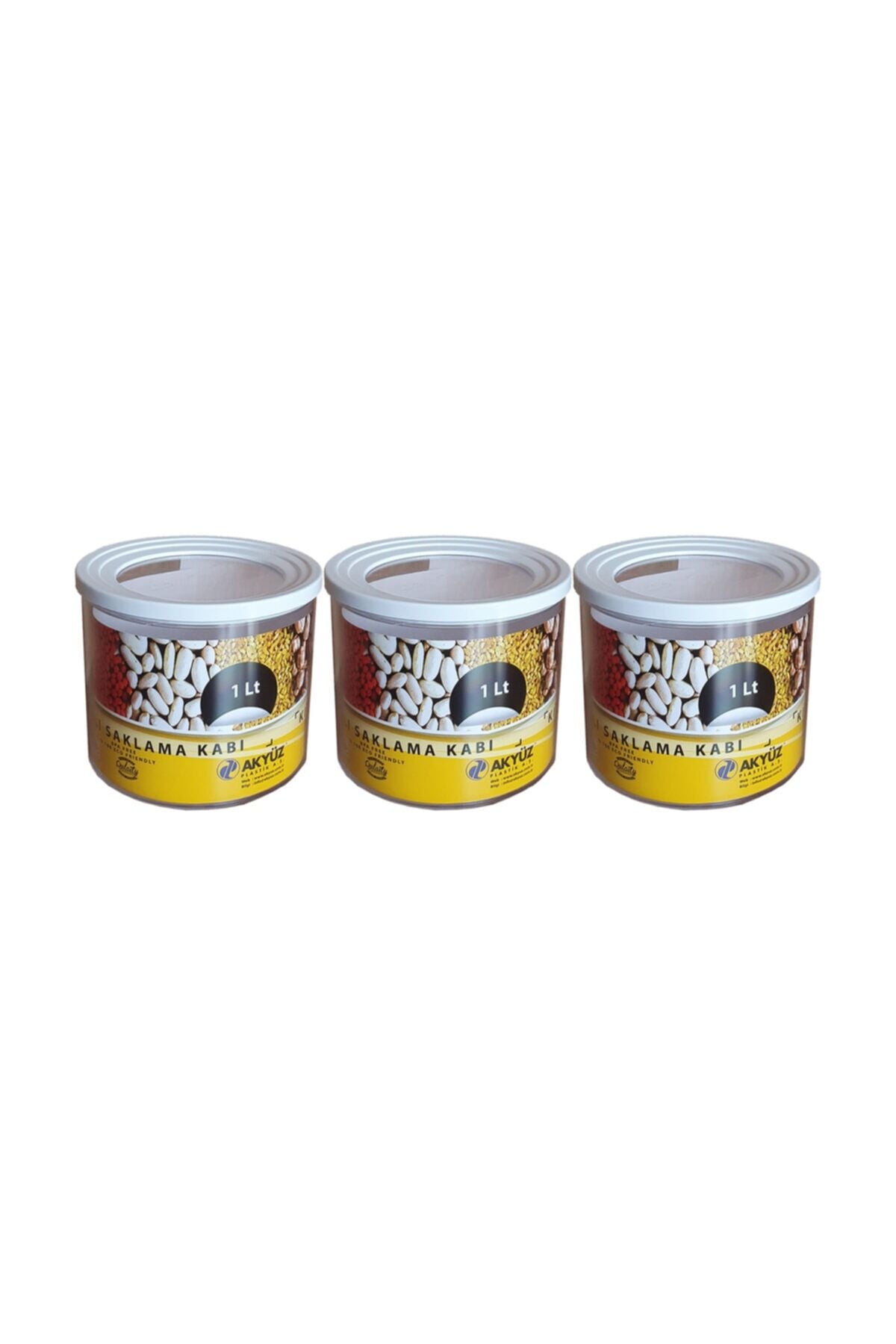 Yuvarlak Contalı Erzak Saklama Kabı 1 Lt 3 Lü Set Şeffaf