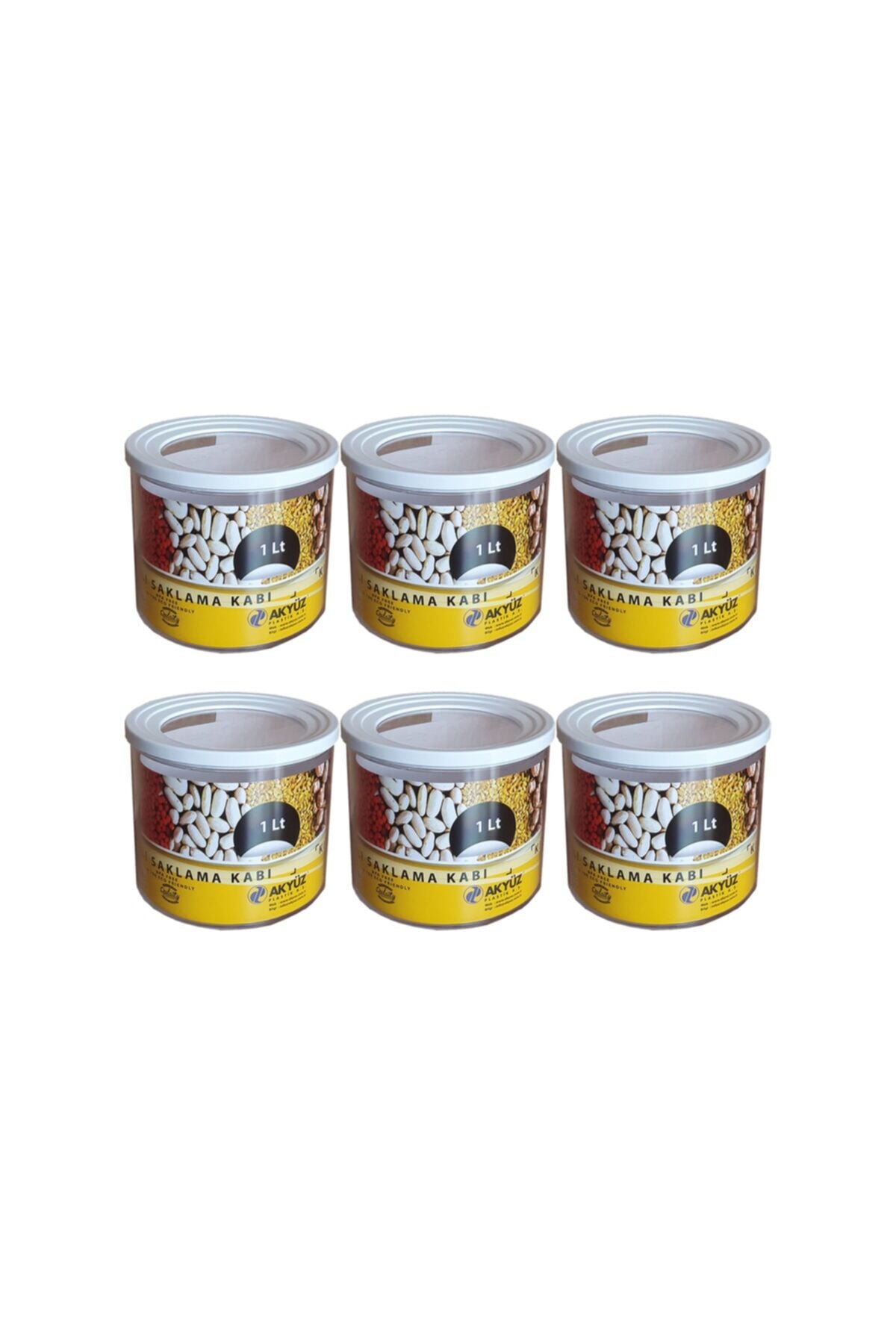 Yuvarlak Contalı Erzak Saklama Kabı 1 Lt 6 Lı Set Şeffaf