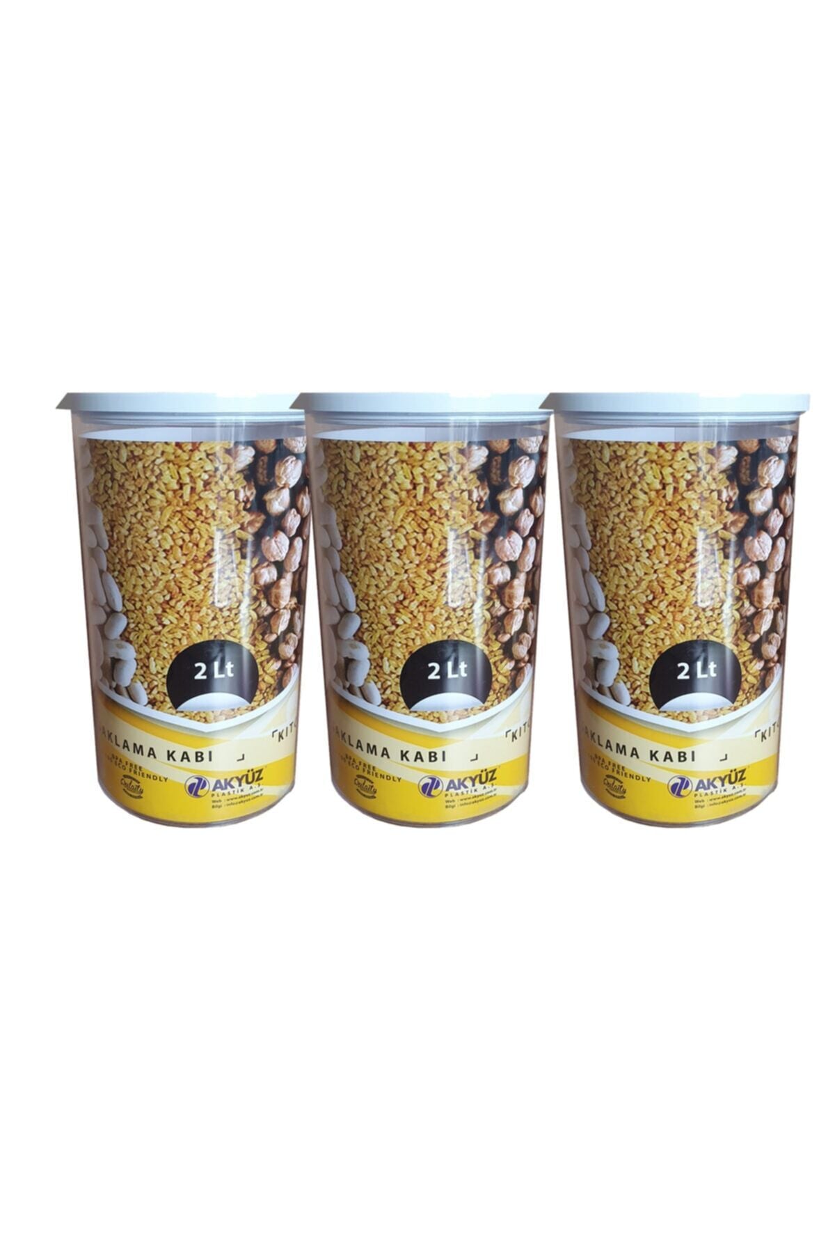 Yuvarlak Contalı Erzak Saklama Kabı 2 Lt 3 Lü Set Şeffaf