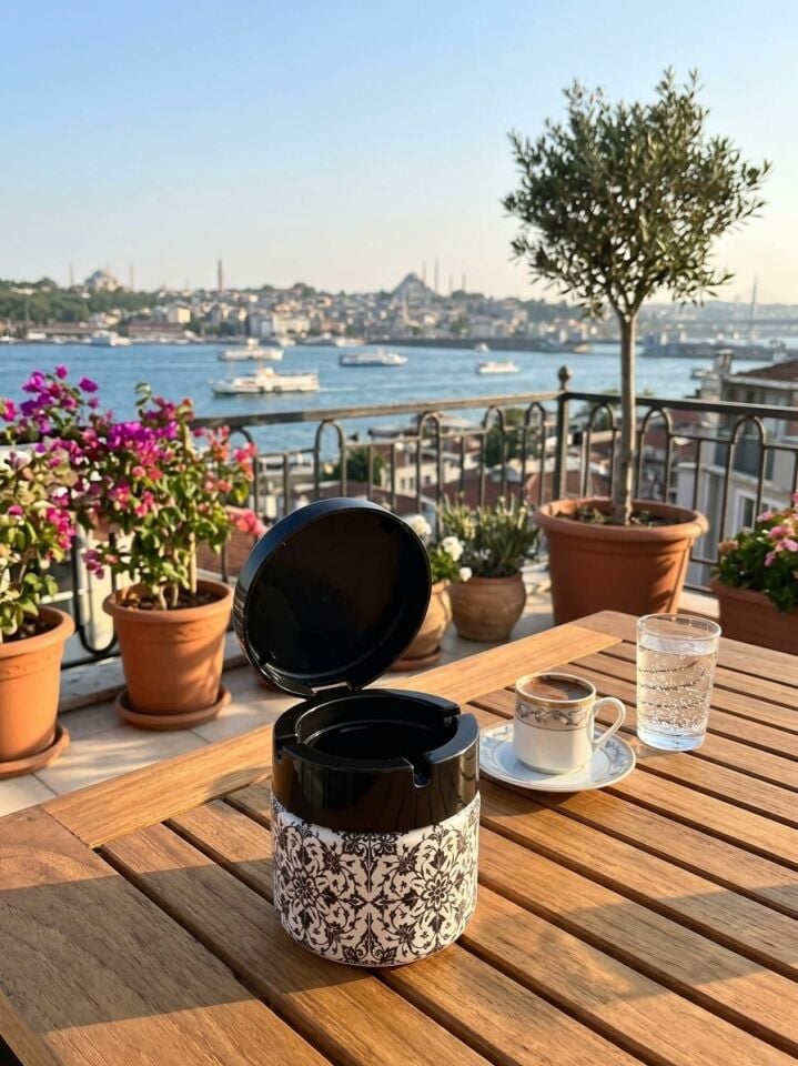 Kapaklı Cam Kavanoz Küllük – Koku Önleyici Balkon, Bahçe, Masa için Rüzgar Korumalı Kapaklı Şık Tasarım 6 Adet