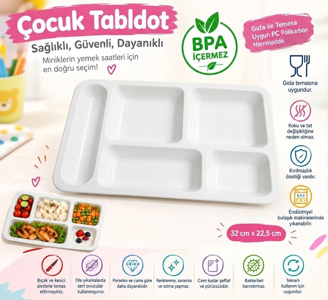 Polikarbon Kırılmaz Çocuk Tabldot (10 Adet)