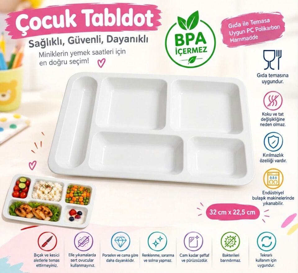 Polikarbon Kırılmaz Çocuk Tabldot (10 Adet)