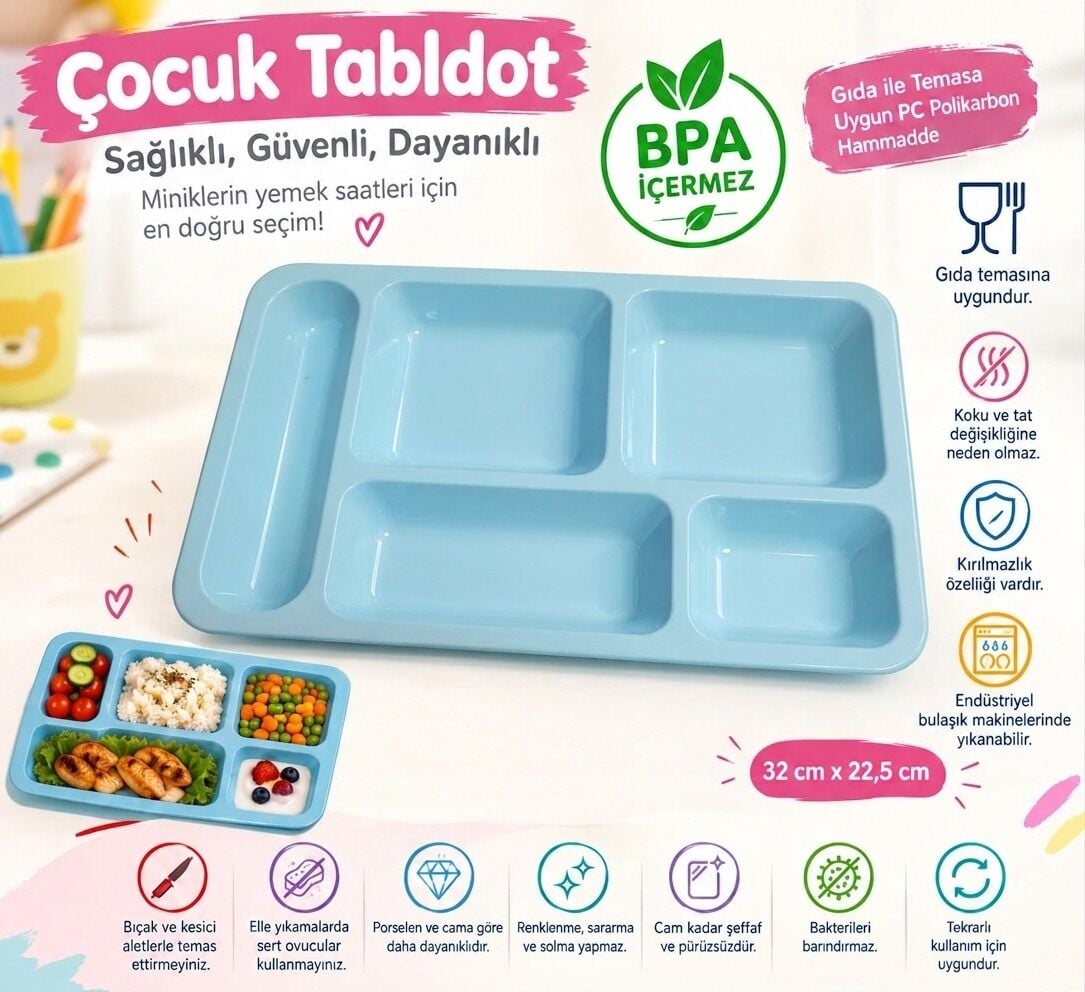 Polikarbon Kırılmaz Çocuk Tabldot (25Adet)