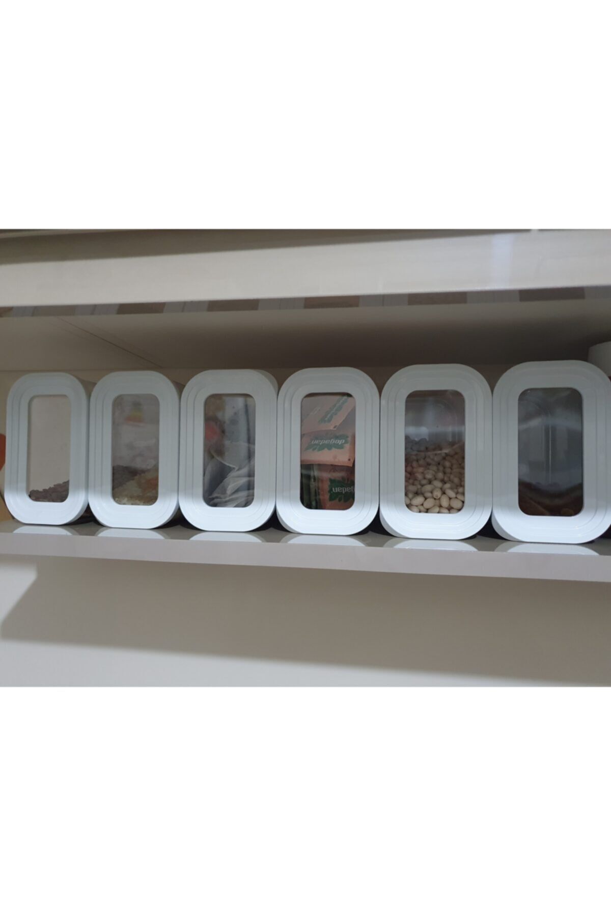 Dikdörtgen Contalı Kapaklı 6'lı 2lt Mutfak Erzak Saklama Kabı