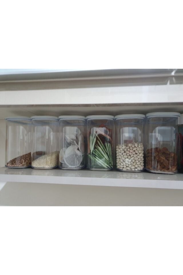 Dikdörtgen Contalı Kapaklı 6'lı 2lt Mutfak Erzak Saklama Kabı