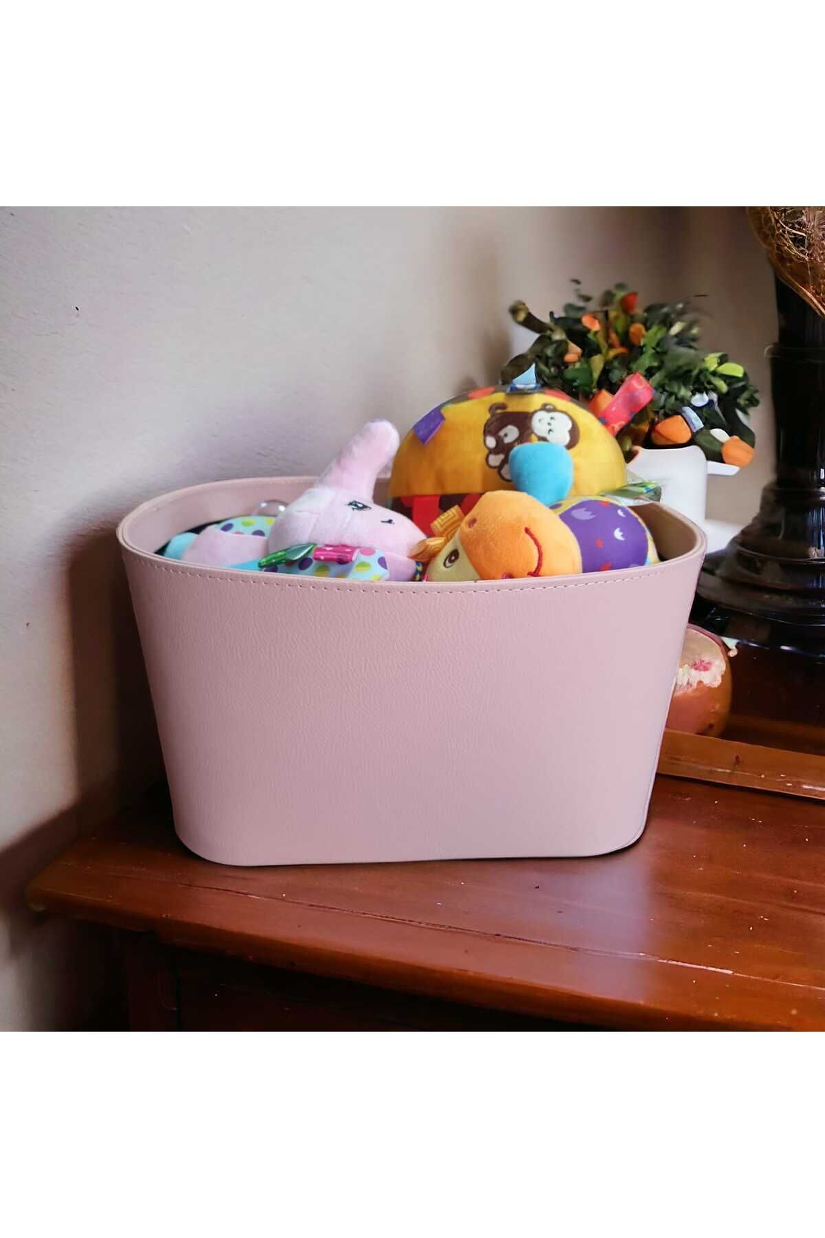 Deri Kaplamalı Sert Muakavva Oyuncak ürün Sepeti Pembe - 10 X 15