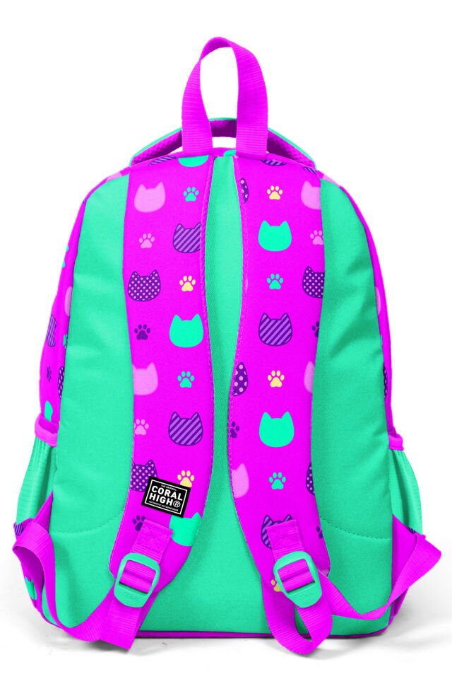 Kaplumbağa Desenli Açık Mavi-pembe Okul Çantası 23497 Renkli