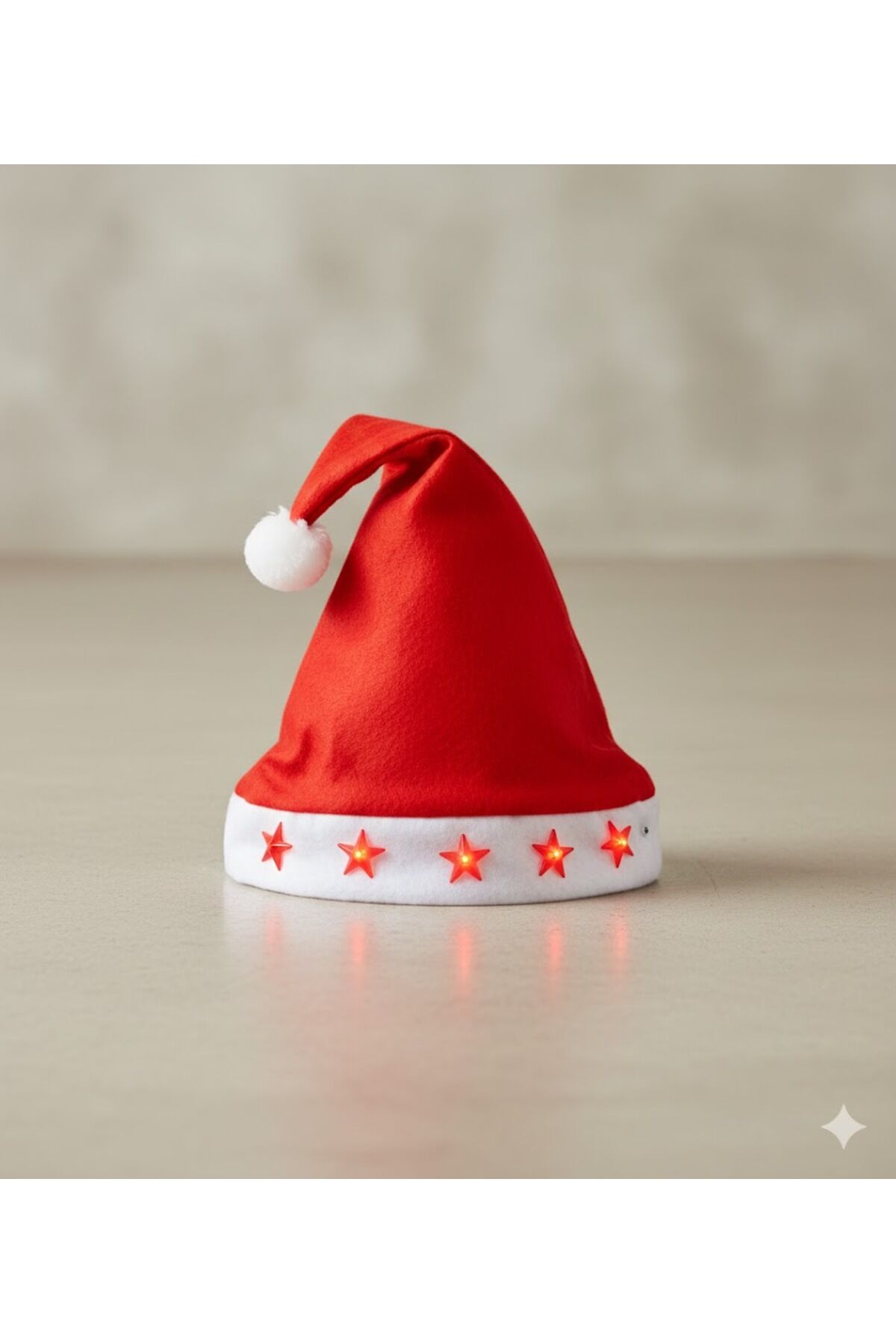 Işıklı Yılbaşı Noel Şapkası – Kırmızı Keçe