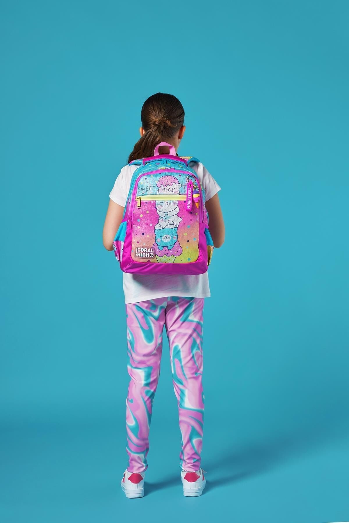 Kids Okul Çantası Dondurmalı Kedi 23648 Koyu Pembe Mavi