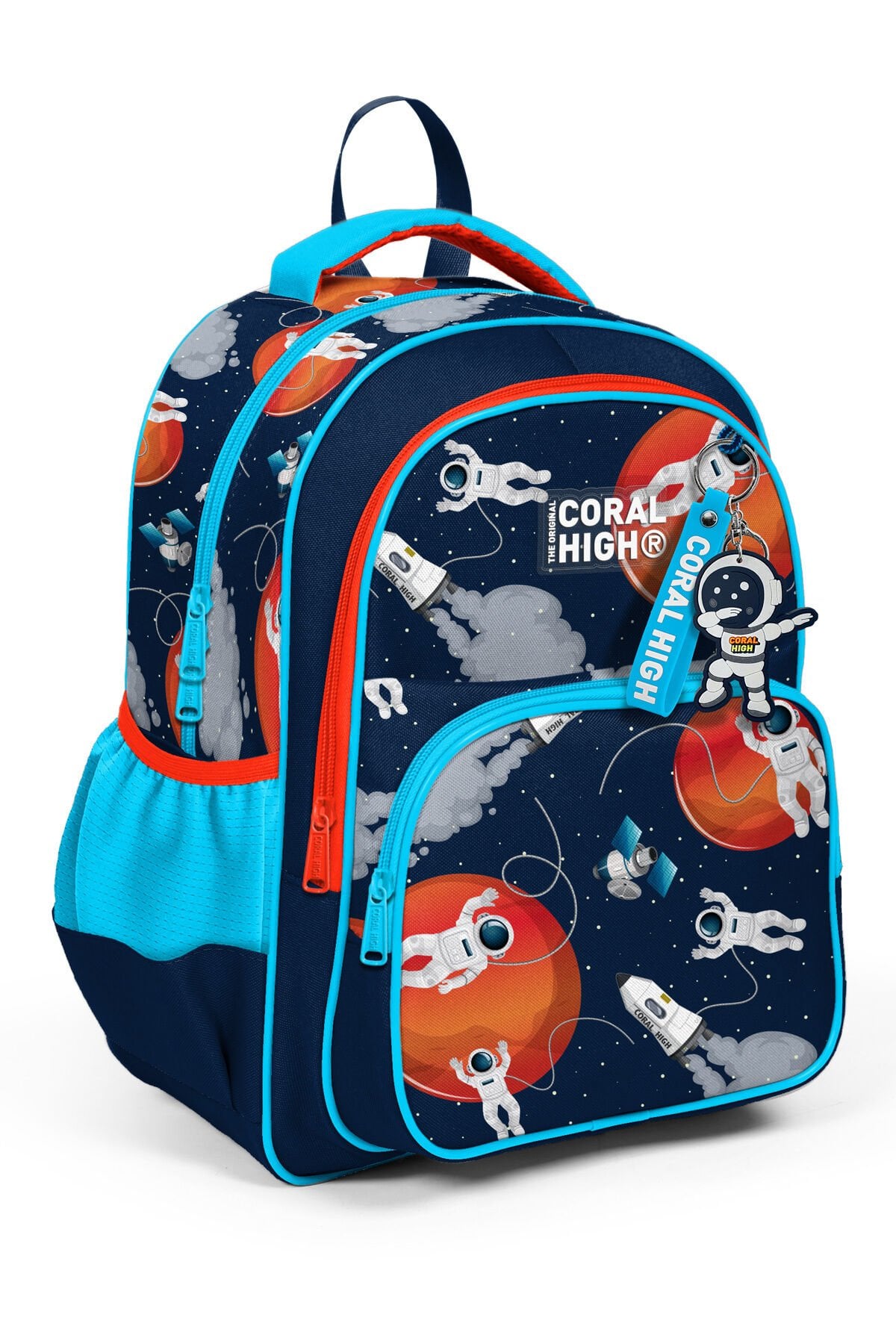 Kids Lacivert Mavi Astronot Desenli Üç Bölmeli Okul Sırt Çantası 23660 Lacivert Mavi