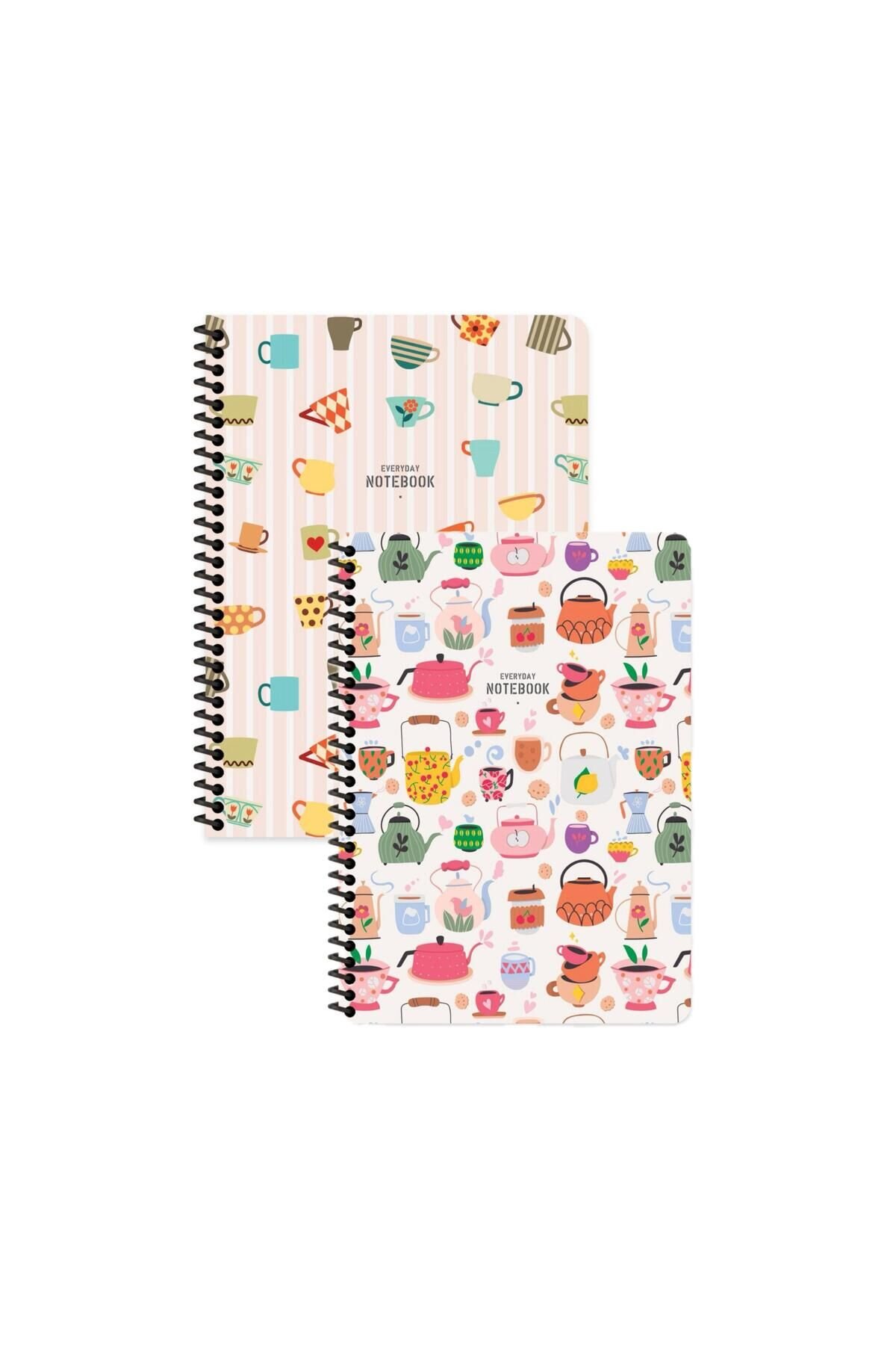 Keskin Color Coffee Çizgili Defter Seti (2’li) | 16.5 x 22.5 cm | Spiralli – 80 Yaprak