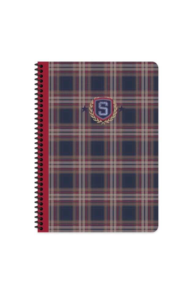 Keskin Color A4 Çizgili Spiralli Ekose Desenli Okul Defteri – (80 Yaprak)