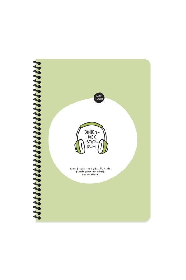 Hisli Şeyler A4 Çizgili Spiralli Stickerli Defter Dinlenmek İstiyorum