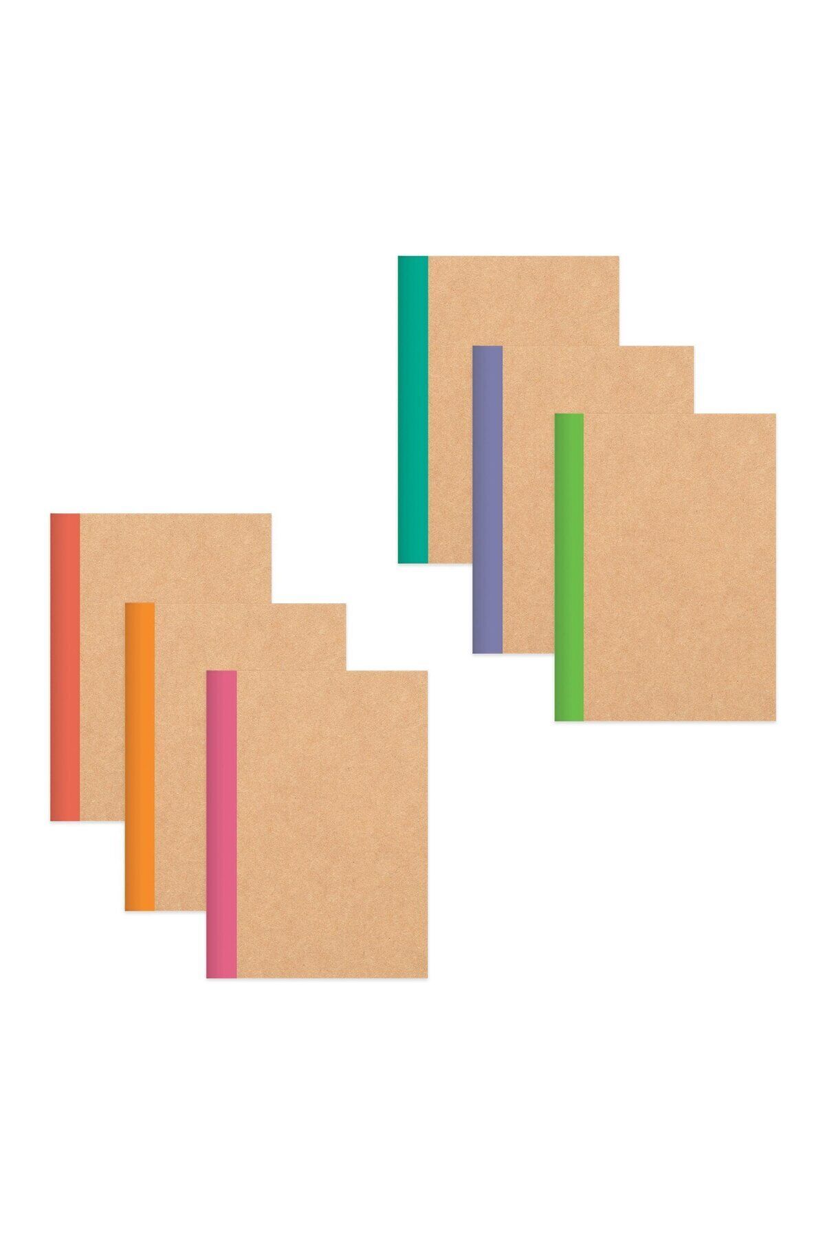 Keskin Color Kareli Stickerli Kraft Kapak 6'lı Defter Set | 18,5 X 26 Cm | 50 Yaprak