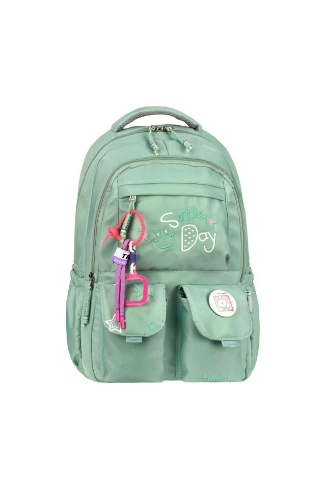 Smile Day Su Geçirmez Kore Tarzı Unisex Okul Sırt Çantası Yeşil