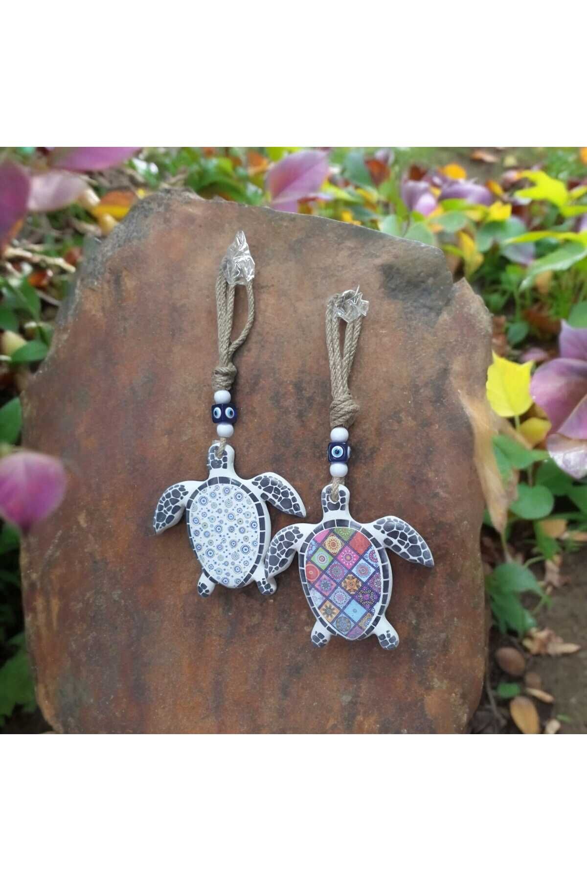 Seramik Deniz Kaplumbağası Duvar Süsü 2 Adet