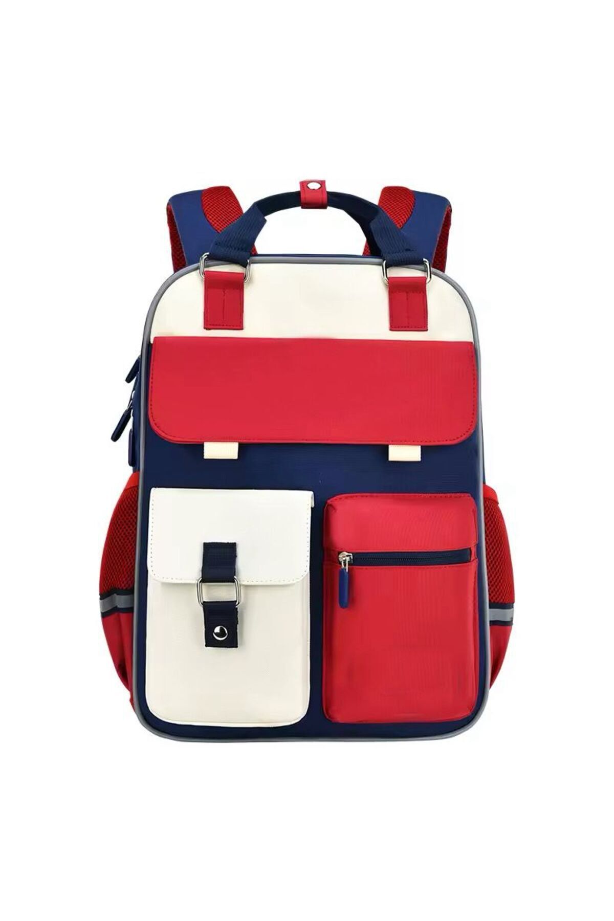 Retro Kolej Stil Sırt Çantası – Kırmızı Lacivert
