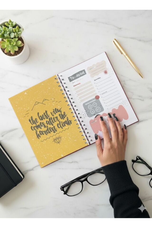 Spiral Haftalık Aylık Planlayıcı Defter | Stickerlı Organizer | Ajanda & Günlük Plan Defteri