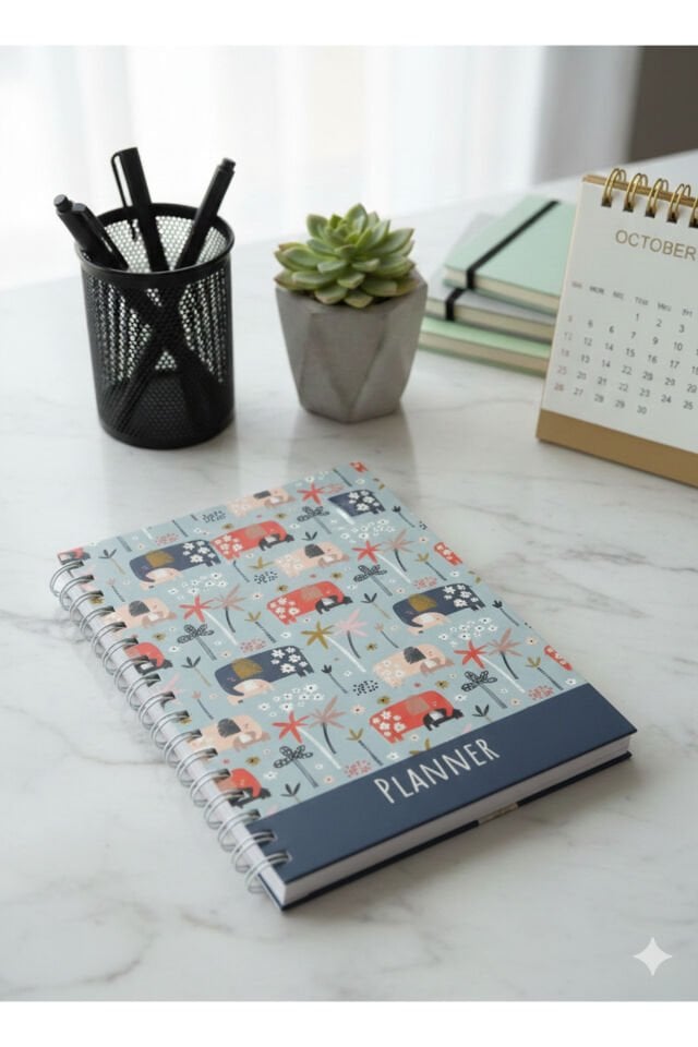 Spiral Haftalık Aylık Planlayıcı Defter | Stickerlı Organizer | Ajanda & Günlük Plan Defteri