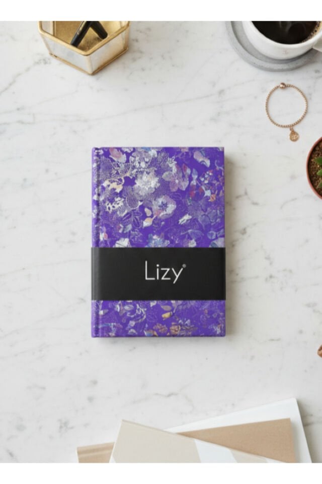 Atakids Lizy Deri Kapaklı Çiçek Desenli Çizgili Defter | 14x20 cm | 70 Yaprak | Sert Kapak |