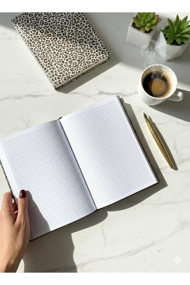 Atakids Lizy Leopar Desenli Süresiz Akademik Ajanda Kareli (70 yaprak 14*20)